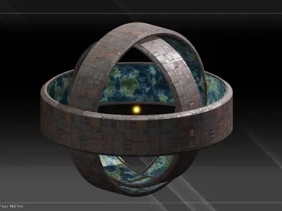 Space Mega Structures Collection Low-poly 3D model