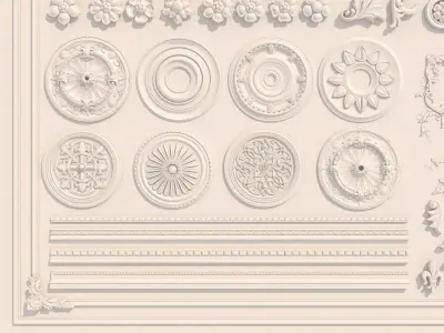 Collection stucco molding frame Low-poly 3D model buy