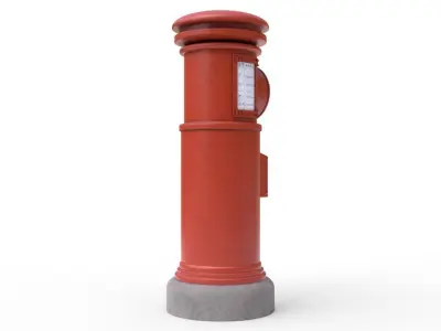  Japanese Post Box  Low-poly 3D model