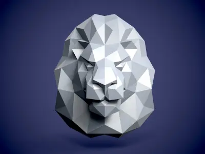 Lion in Low Poly style with Pepakura 3D print model