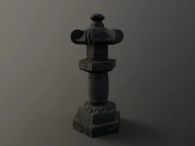 FREE Low Poly Japanese Shrine Lantern PBR Free low-poly 3D model
