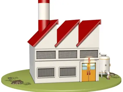 Cartoon Industrial Factory 3D model