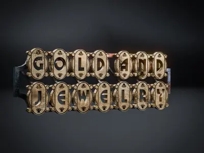 BUILDING SIGN ART DECO STEAMPUNK  Low-poly 3D model