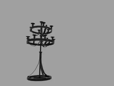 Medieval Standing Candle Lamp Free low-poly 3D model