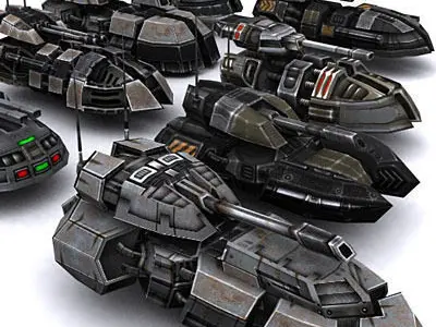 Sci-Fi hover tanks Low-poly 3D model