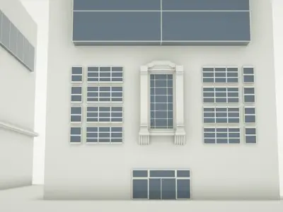 3D Contemporary  Building with columns  3D model