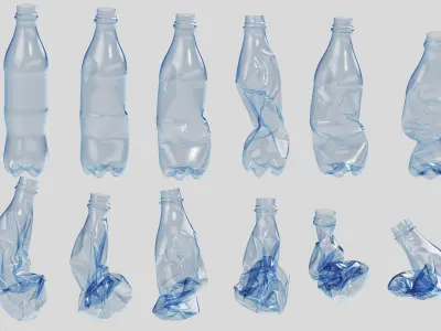 Crushed Plastic Bottle v3 3D model
