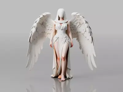 Angelic Female Character LOW AND HIGH POLY BOTH Low-poly 3D model