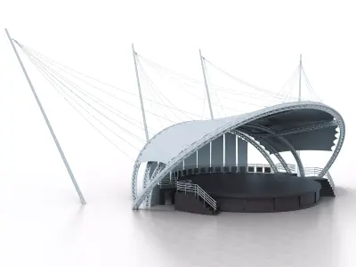 Modern Open Air Stage with Tensile Roof Low-poly 3D model