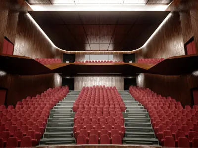 Theater empty auditorium with seats Low-poly 3D model