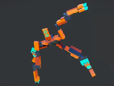 Brick Toy 3D - Low Poly - Fighter Robots Low-poly 3D model
