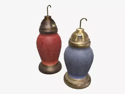 Cemetery Candle Lamp Low-poly 3D model