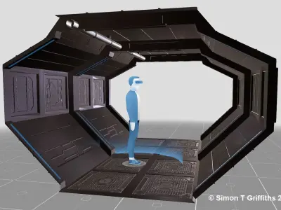 Sci-fi Corridor Low-poly 3D model get