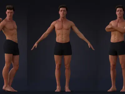 Male Base  Rig Low-poly 3D model