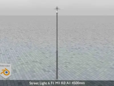 Street Light 6 F1 M1 K0 A1 4500mm Low-poly 3D model