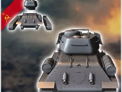 T-34-85 M1945 with bedspring up-armour - Soviet army WW2 Second  3D print model