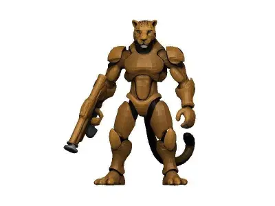Leopard Cyborg Low-poly 3D model