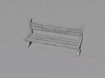 Low Poly Park Bench with Backrest Stylized Game Asset Low-poly 3D model