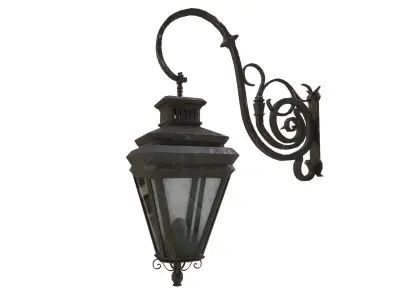 Game-Ready Aged Outdoor Wall Lantern with 4K-PBR Texture Set  Low-poly 3D model