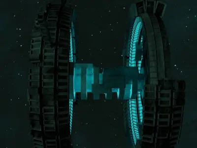 3D Sci-fi Space Station Low-poly 3D model