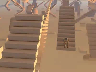stairs landscape Low-poly 3D model