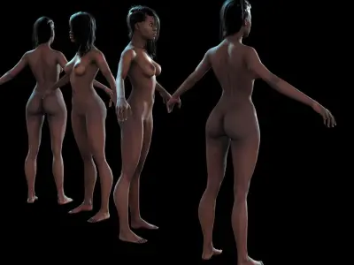 WomanAfroNude nude woman Low-poly 3D model