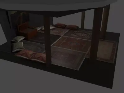 The Tent room with rug Low-poly 3D model