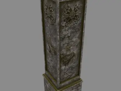 pillar 3 set of four stone columns Low-poly 3D model
