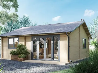 Wooden cabin in Australia - full scene 3D model