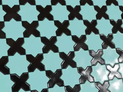 Green Teal Fan Pattern Fish Scale Ceramic Tiles PBR Seamless Texture purchase