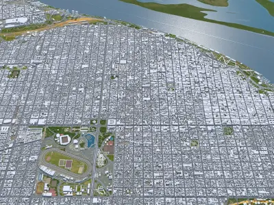 Rosario Argentina 25km Low-poly 3D model