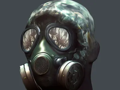 Gas mask helmet 3d model military combat fantasy cyborg  Low-poly 3D model