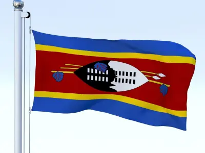 Animated Swaziland Flag Low-poly 3D model