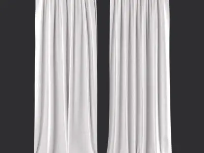 Curtains 134 White Linen Wind 3D model