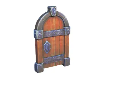 Stylized medieval door Low-poly 3D model