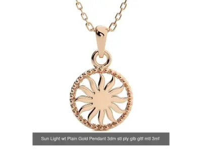 5 Light Weigt Plain Gold Pendant 3dm stl ply glb gltf mtl 3mf 3D Model Pack