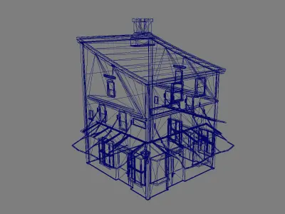 Corner House Low-poly 3D model