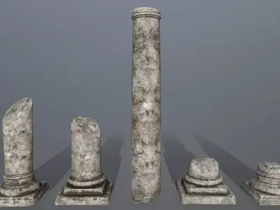 broken pillar Low-poly 3D model