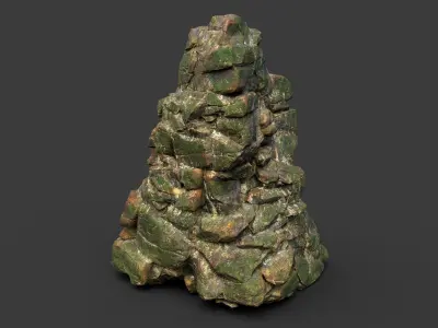 Low poly Mossy Jungle Cliff Modular 210417 Low-poly 3D model