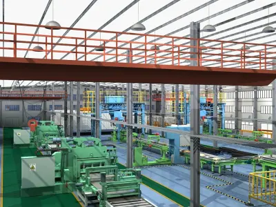  Collection of Factory Interior Scene and Equipment 