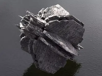 Sci-Fi dark Platforms Floating 5  3D model