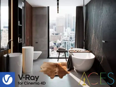 Bathroom Interior Scene for Cinema 4D and Vray 6 ACES 3D model