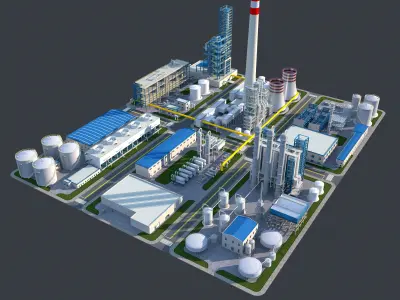 Huge Refinery  3D model purchase