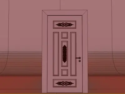 Traditional Wooden Door - Classic Design 3D model