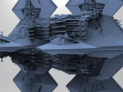 Monolith sci-fi structure floating castle 3D model