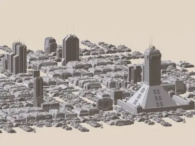 SCI-FI CITY FUTURISTIC BUILDINGS 2 Low-poly 3D model