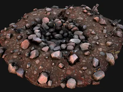 Silver Ore Deposits Mine Environment Low-poly 3D model