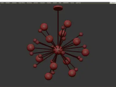 LED gold design chandelier with multiple glass balls Creative Low-poly 3D model
