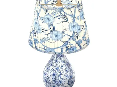 Blue White Chinoiserie Table Lamp 3D model