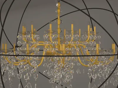 chandelier made of gold and crystals 3D model